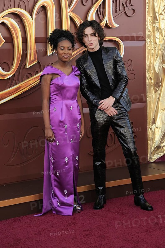Calah Lane and Timothee Chalamet at the Los Angeles premiere of 'Wonka' held at the Regency Village Theater in Westwood, USA on December 10, 2023., Westwood, California, USA, North America