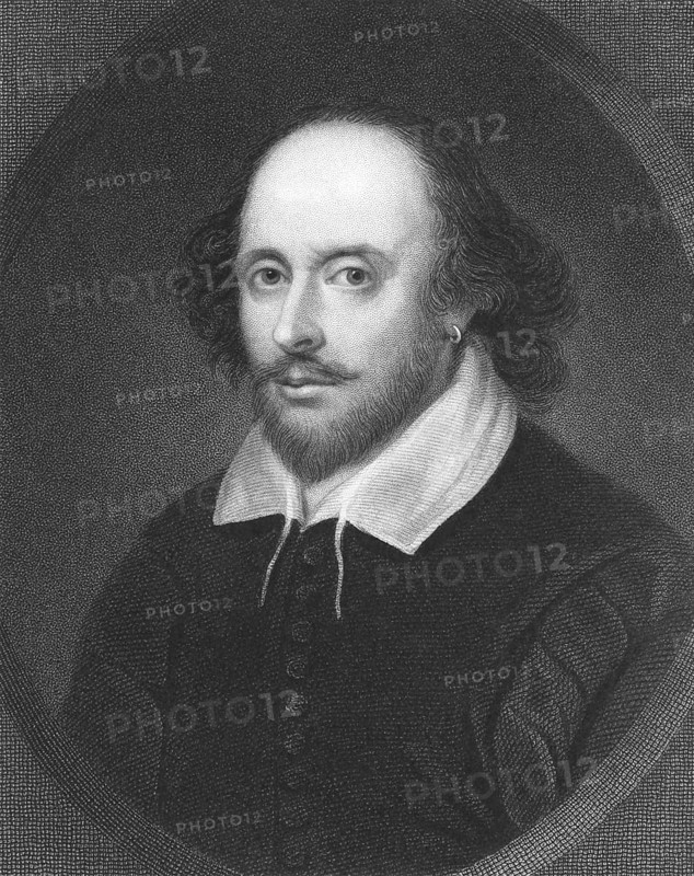 William Shakespeare (1564-1616) on engraving from the 1800s. English poet and playwright, widely regarded as the greatest writer in the English language. Engraved by E. Scriven and published in London by Charles Knight, Ludgate Street
