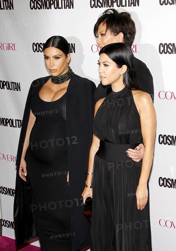 Kris Jenner, Kourtney Kardashian and Kim Kardashian at Cosmopolitan Magazine's 50th Birthday Celebration held at Ysabel in West Hollywood, USA on October 12, 2015., Los Angeles, California, USA, North America