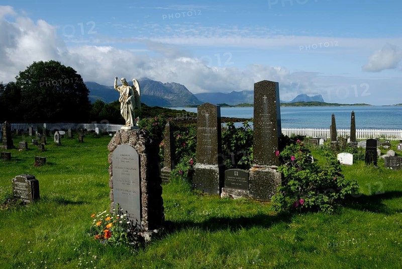 Cemetery in Skaland, Senja, Troms, Norway, Europe