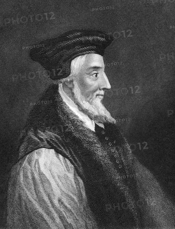 Hugh Latimer (1487-1555) on engraving from 1838. Fellow of Clare College, Cambridge, Bishop of Worcester and later Church of England chaplain to King Edward VI. Engraved by J.Rogers after a painting by A.vander Werff and published by J.Tallis & Co