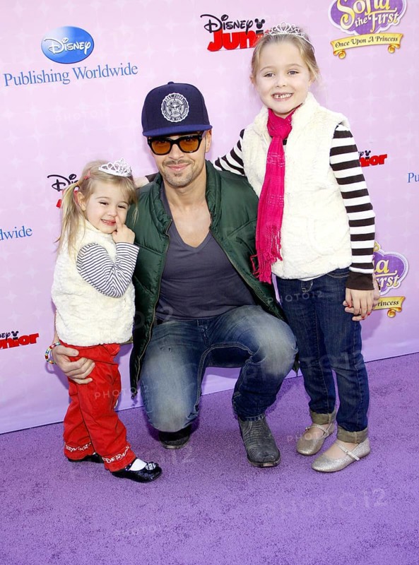 Joey Lawrence, daughters Liberty Grace Lawrence and Charleston Lawrence at the Los Angeles premiere of 'Sofia the First: Once Upon a Princess' held at the Disney Studios in Los Angeles, USA on November 10, 2012