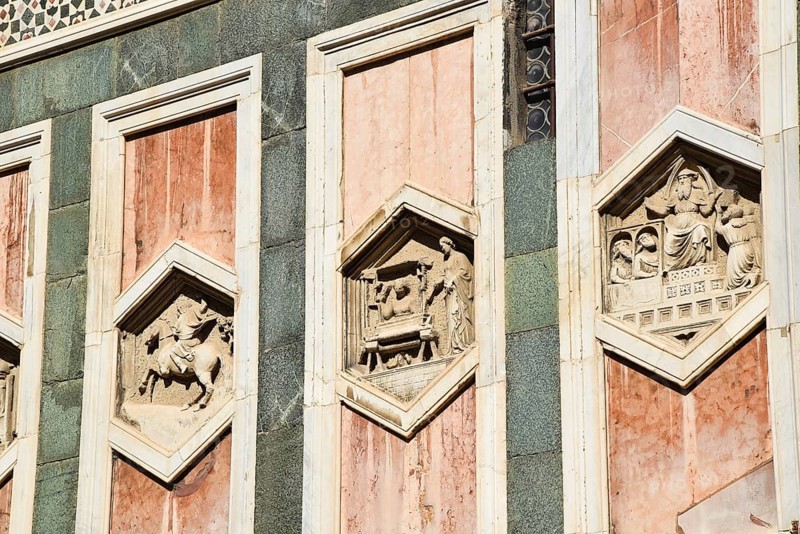 Florence, Italy. September 15, 2023.Decorations at the Florence Cathedral