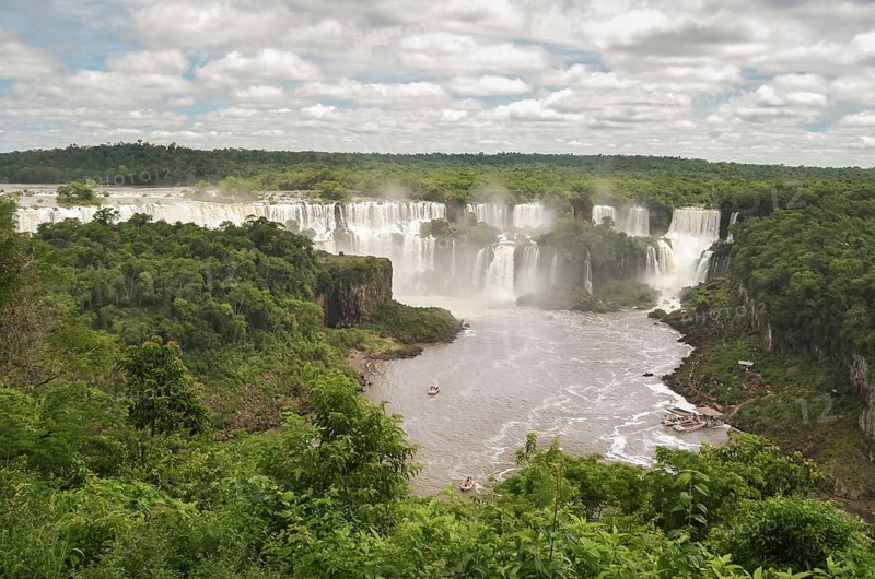 Beautiful photo of the Iguassu Falls, the highest water flow in the world's cataracts, Foz do Iguacu, Parana, Brazil, South America