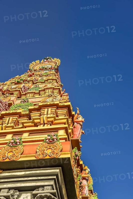 Den Helder, the Netherlands. December 2021. The colorful ornaments and decorations of a Hindu temple.