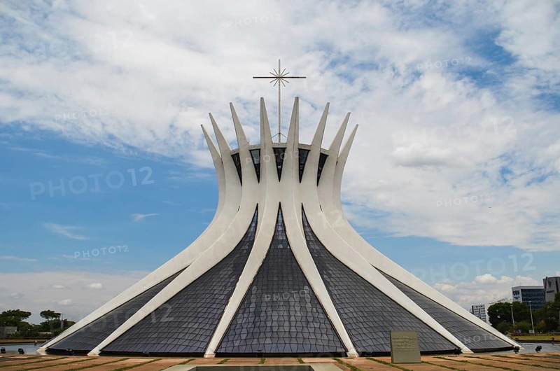 Brasília, Distrito Federal, Brazil, October 25 -2014: Metropolitan Cathedral of Brasilia, work of the architect Oscar Niemeyer, South America