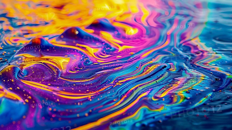 A vivid abstract artwork with bright pink, blue, and yellow hues and fluid textures creating a vibrant atmosphere, AI generated