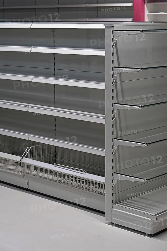 Empty shelf in grocerty store