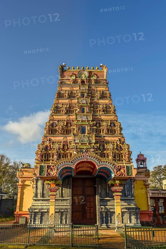 Den Helder, the Netherlands. December 2021. The colorful ornaments and decorations of a Hindu temple.