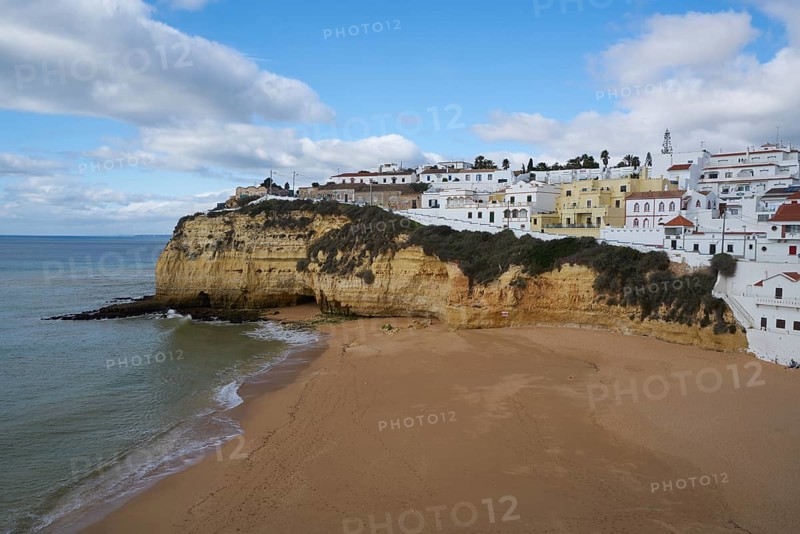 Praia do Carvoeiro beach landscape in Algarve, Portugal, Europe