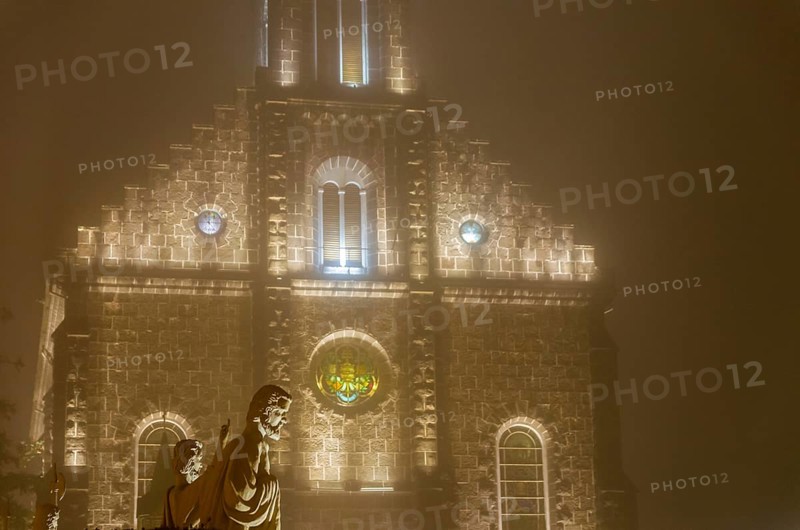 St. Peter the Apostle Mother Church (Igreja Matriz São Pedro Apóstolo) in night lights illumination, Gramado, Rio Grande do Sul, Brazil, South America