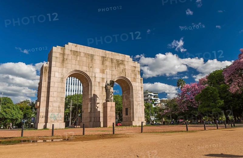 Porto Alegre, Rio Grande do Sul, Brazil, March 29, 2021: Monument to the expeditionary of Farroupilha Park (redemption), South America