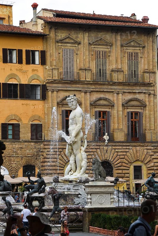 Florence, Italy. September 18, 2023. Piazza della Signoria in Florence, with its famous sculptures. On of the landmarks of Florence