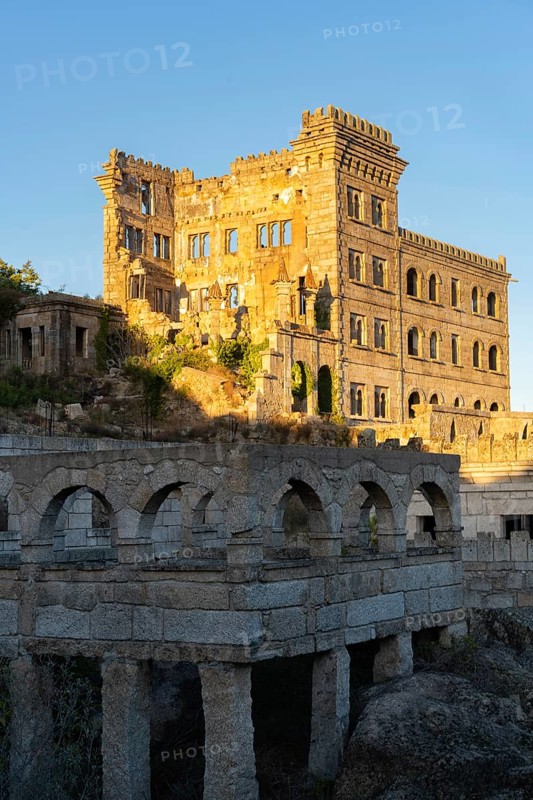 Abandoned ruin building of Termas Radium Hotel Serra da Pena in Sortelha, Portugal, Europe