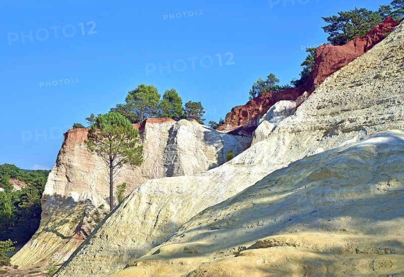 Cliffs of red and white ochre-coloured earth