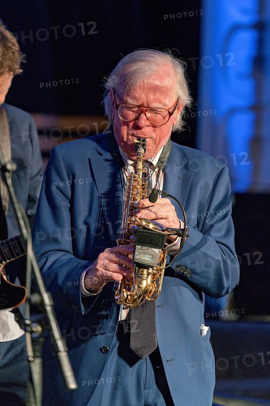 Wiesbaden, Germany, April 5th 2019: Klaus Doldinger (*1936, German jazz musician, composer, bandleader, and saxophonist) performing live at Caligari Wiesbaden, Europe