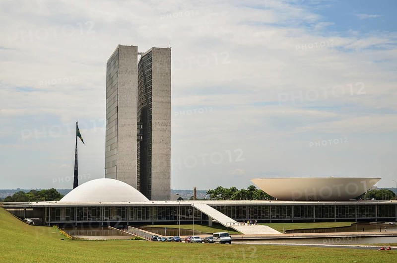 Brasília, Distrito Federal, Brazil, October 25 -2014: National Congress, located in the Plaza of the Three Powers, work of the architect Oscar Niemeyer, South America