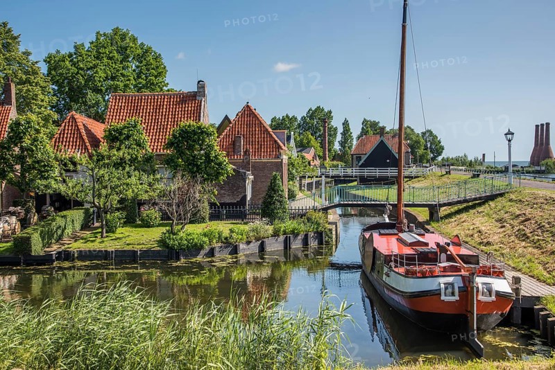 Enkhuizen, Netherlands, June 2022. The old fishermen's cottages at the Zuiderzee Museum in Enkhuizen