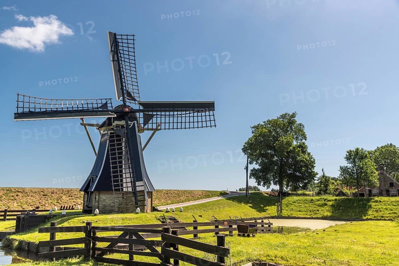 Enkhuizen, Netherlands, June 2022. The mill on the grounds of the Zuiderzee Museum in Enkhuizen