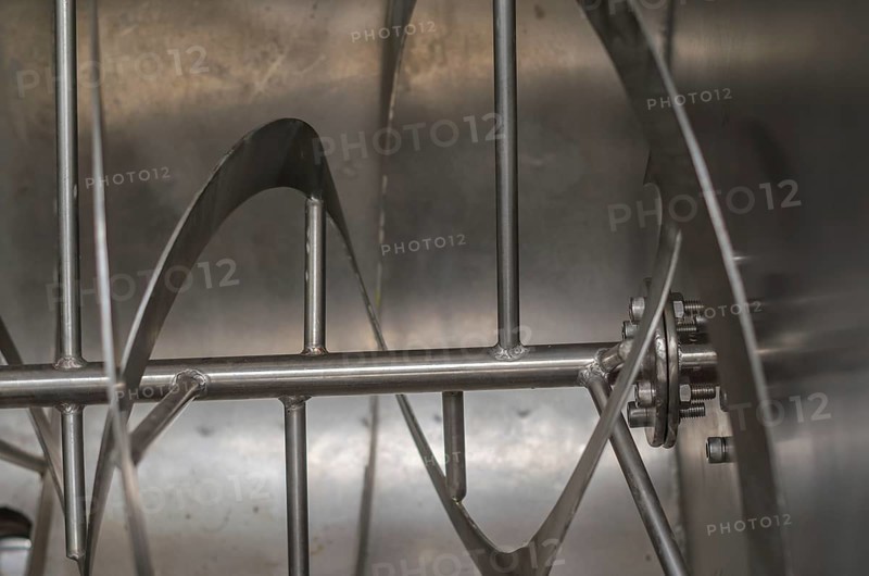 Interior of a Ribbon Blender type solid food mixer
