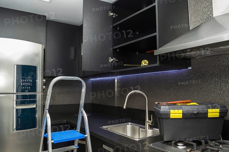 Renovation or repair in kitchen furniture, kitchen counter