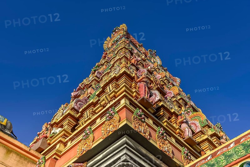 Den Helder, the Netherlands. December 2021. The colorful ornaments and decorations of a Hindu temple.