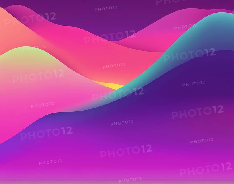 Minimalist abstract with gradient wavy shapes in pink, purple, and blue tones, AI generated