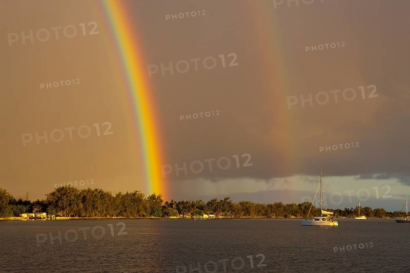 Rainbow off Rotoava, Fakarava, Tuamotu Archipelago, French Polynesia, Oceania