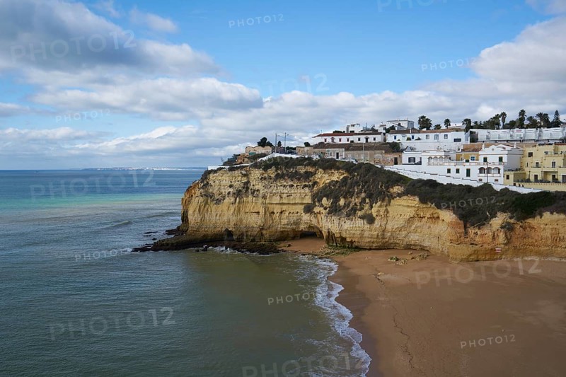 Praia do Carvoeiro beach landscape in Algarve, Portugal, Europe