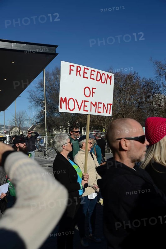 CHRISTCHURCH, NEW ZEALAND, JULY 24, 2021, Detail of a placard at a protest rally at the Bridge of Remembrance in Christchurch. Activists spoke against increasing government control over Covid vaccinations, farm taxes and civil liberties