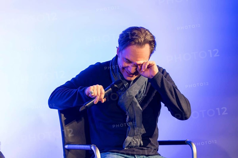 Frankfurt am Main, Germany, April 4th 2019: Michael 'Bully' Herbig (*1968, German film director, actor and author) talking about his experiences in the movie industry at Deutsches Filmmuseum, Europe