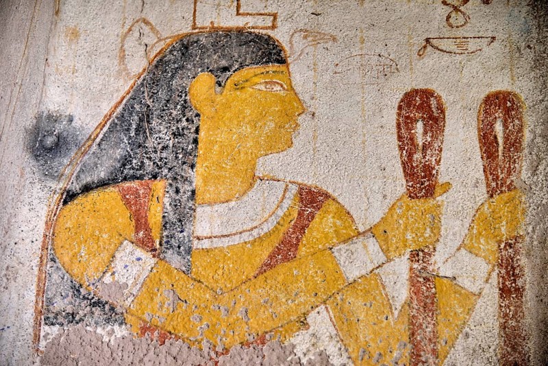 Wall painting of Queen Qalhata in her grave, el-Kurru, Northern State, Nubia, Sudan, Africa