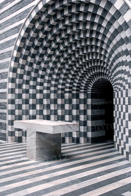 Church of San Giovanni Battista, Architect Mario Botta, Ticino, Saint John the Baptist, St. John the Baptist, Mountain Village of Mogno, Municipality of Lavizzara, Vallemaggia District, Ticino, Switzerland, Europe