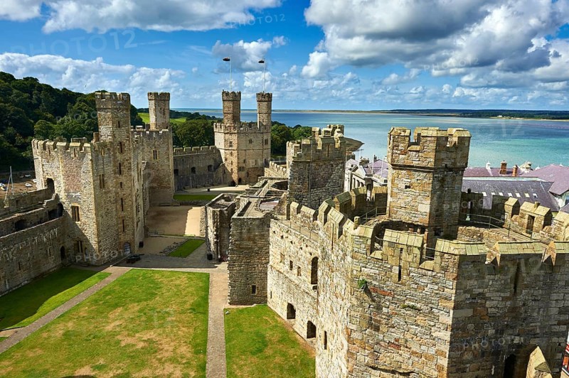 Caernarfon or Carnarvon Castle built in 1283 by King Edward I of England, Gwynedd, north-west Wales, United Kingdom, Europe