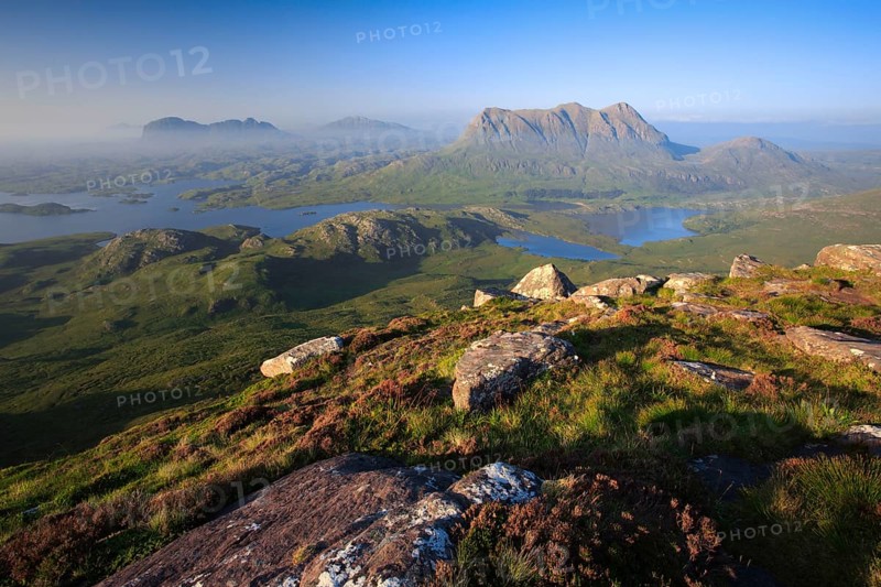 View of Suilven and Cul Mor, Sutherland, Scotland, Great Britain
