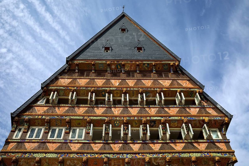 Historic Knochenhaueramtshaus on the market square, Old Town, Hildesheim, Lower Saxony, Germany, Europe
