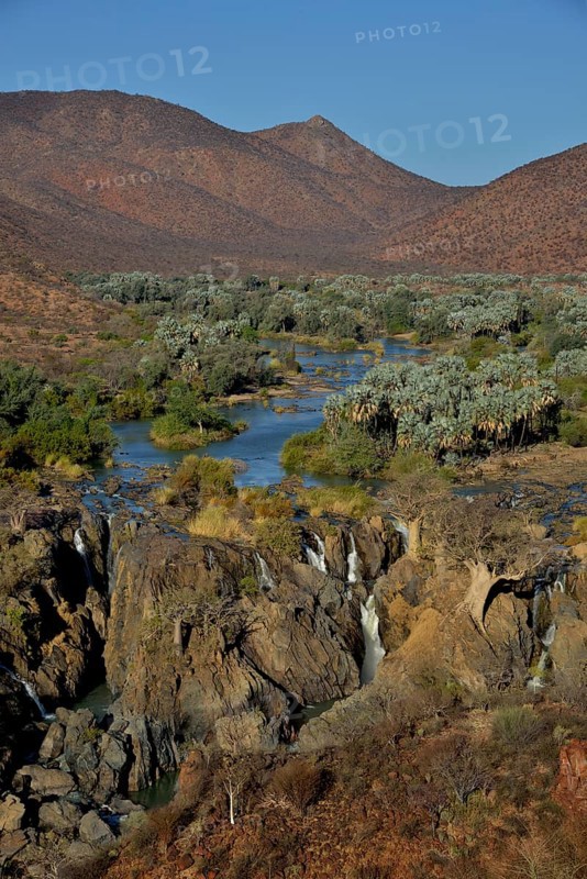 Epupa Falls, waterfalls of the Kunene River on the Namibian-Angolan border, Kunene Region, Namibia, Africa