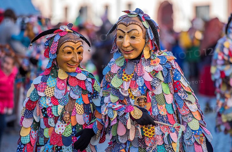 Spättlehansel on the carnival procession, Big Fasendumzug, Alemannic Fasnacht, Gengenbach, Ortenaukreis, Baden-Württemberg, Germany, Europe