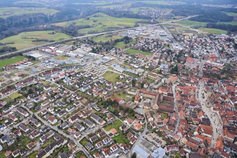 Aerial view of the area around Neumarkt in der Oberpfalz, Bavaria, Germany, Europe