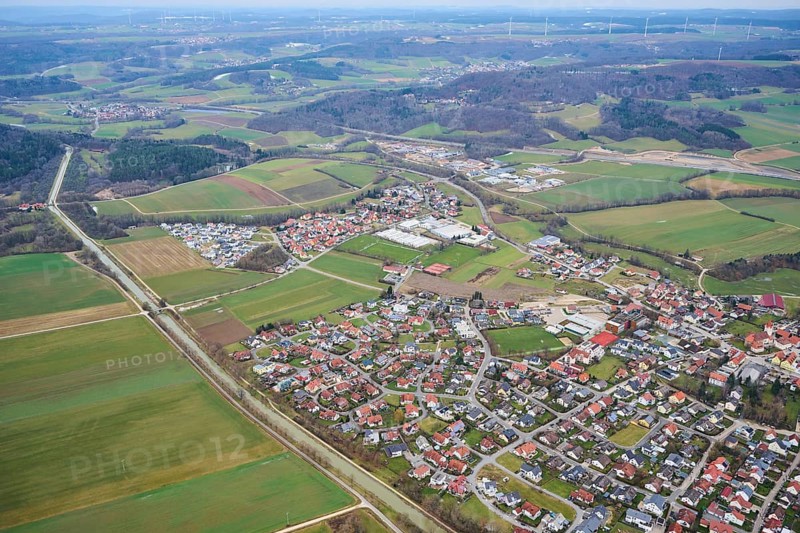 Aerial view of the area around Neumarkt in der Oberpfalz, Bavaria, Germany, Europe