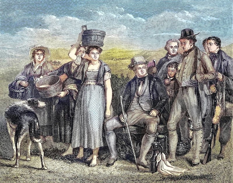 Sir Walter Scott, 1st Baronet FRSE, born 1771, died 1832, Scottish poet, writer, and his family, Historical, digitally restored reproduction of a 19th century original