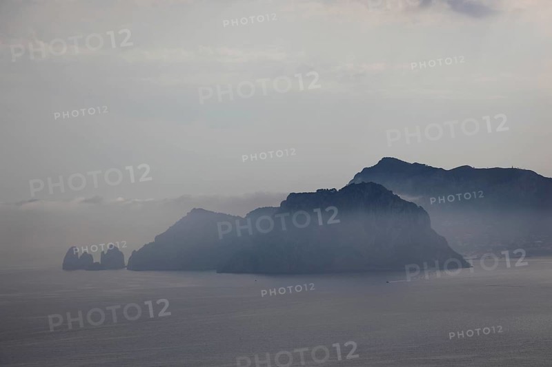 View to Capri from Punta Campanella, Campania, Italy, Europe