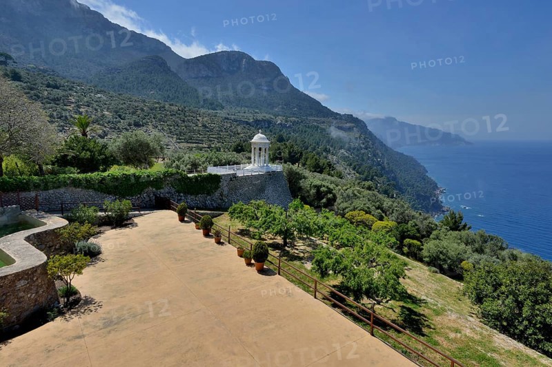 Ionic temple on the estate Son Marroig, the former residence of Ludwig Salvator, near Deia, Majorca, Balearic Islands, Spain, Europe