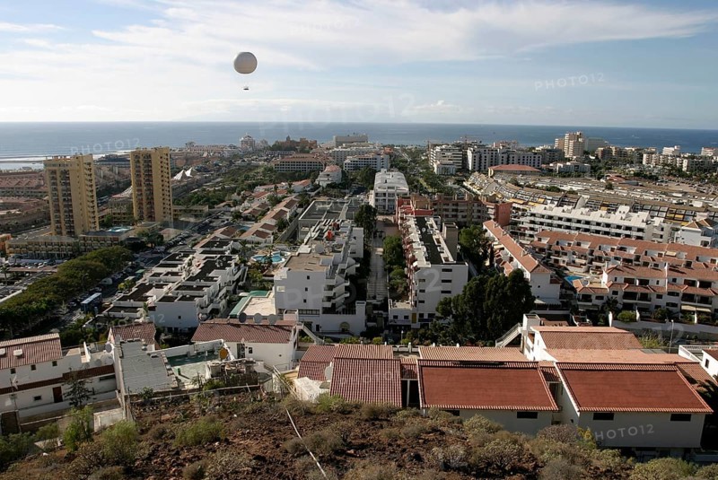 View on Playa de las Americas, Tenerife, Canary Islands, Spain, View on Playa de las Americas, Tenerife, Canary Islands, Landscape, horizontal, Übersicht, overview, Stadtansicht, Stadtbild, townscape, cityscape, Spain, Europe