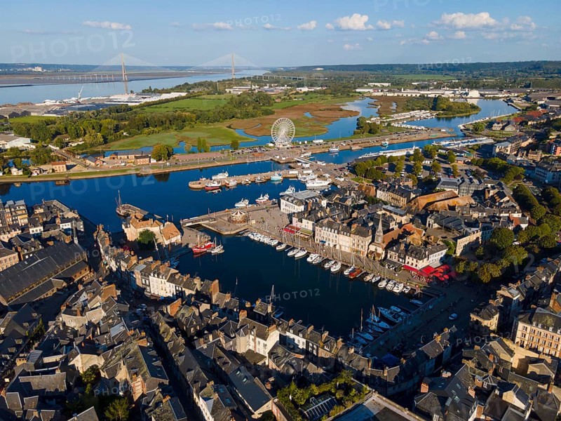 Aerial view, Honfleur, Calvados, Côte Fleurie, Basse Normandie, English Channel, France, Europe
