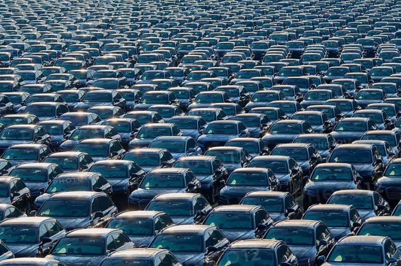 Large number of cars on assembly point, Brand Audi, Germany, Europe