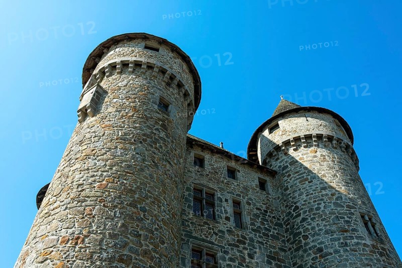 Lanobre. The 13th century Chateau de Val, which has been modified several times, is the property of the town of Bort les Orgues. Cantal department. Auverne Rhone Alpes. France
