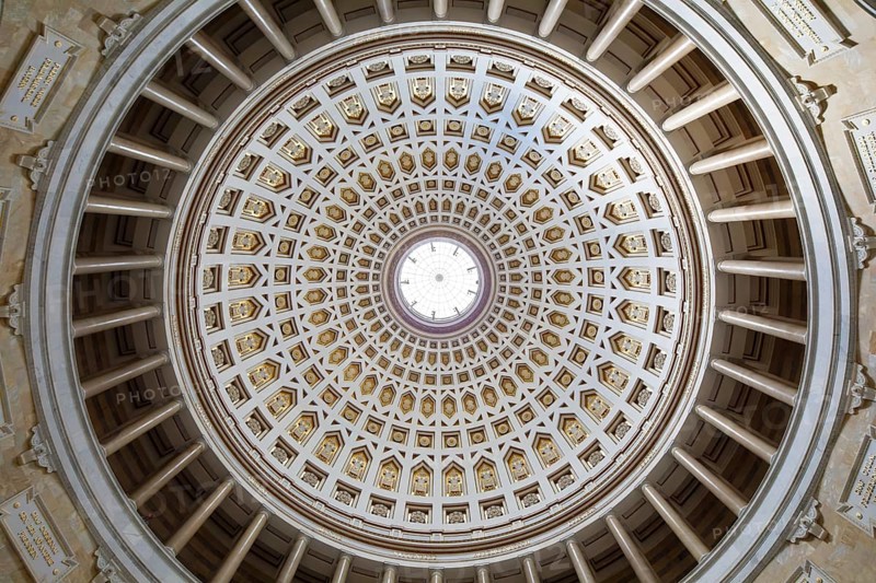Dome, monument Befreiungshalle Kehlheim, round hall with dome, 45 m high, 29 m diameter, classicism, built 1842 to 1863 by Friedrich von Gärtner and Leo von Klenze, Michelsberg, Kelheim, Lower Bavaria, Bavaria, Germany, Europe