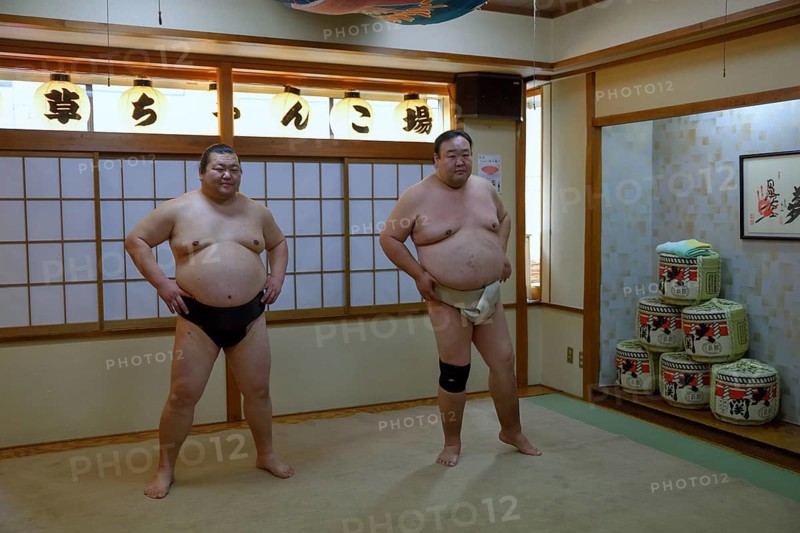 Sumo wrestler during training, Asakusa, Tokyo, Japan, Asia