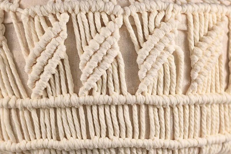 Macramé, a form of textile produced using knotting techniques